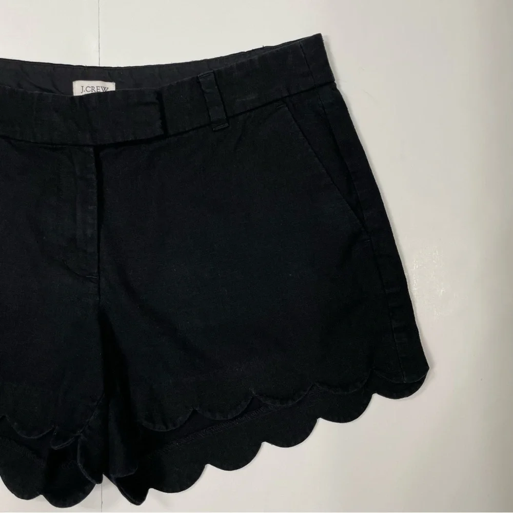 J. Crew Women’s Linen/Cotton Scallop Hem Chino Shorts Black Size 8